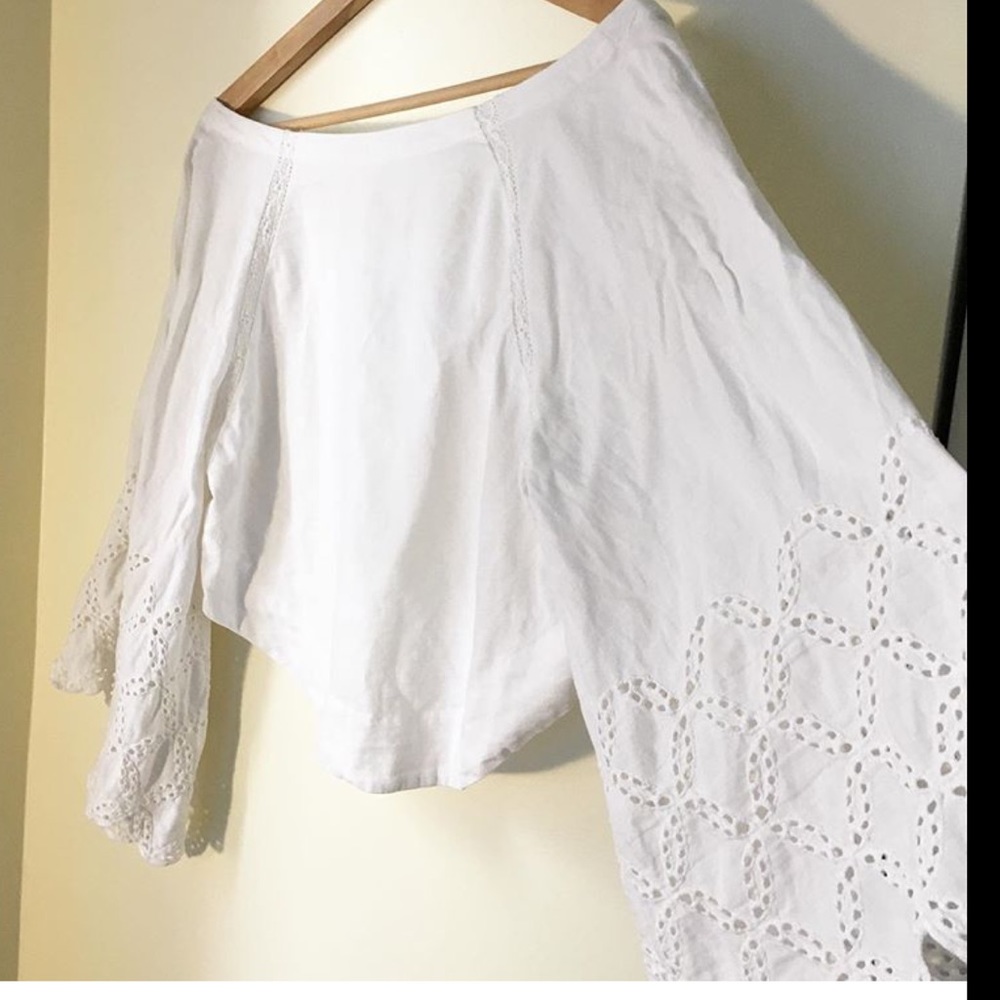Vintage linen white off the shoulder top
